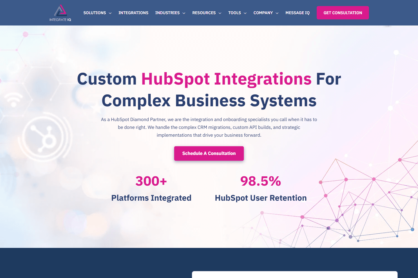 Screenshot of the Integrate IQ website