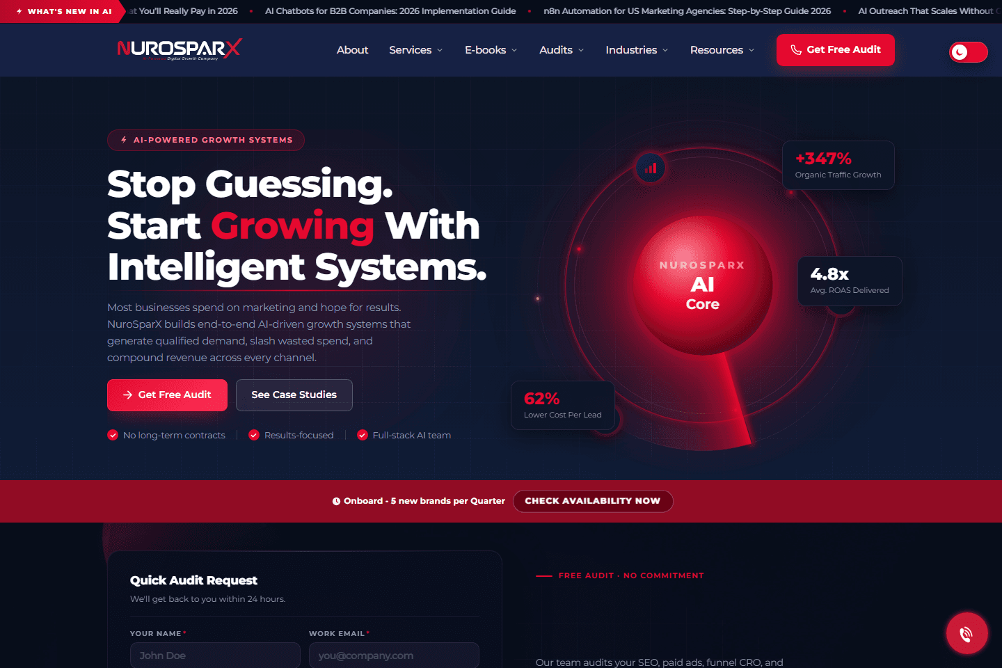 Screenshot of the NuroSparX website